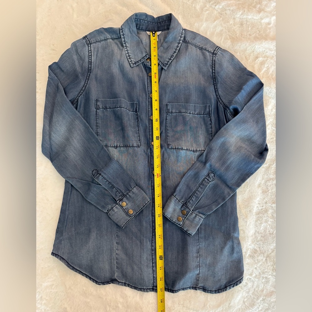 Guess Snap Buttons, 100% Tencel, Long Sleeve, Blue Denim-like Shirt- size S - Picture 15 of 16